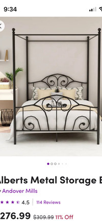  Double size iron canopy bed.