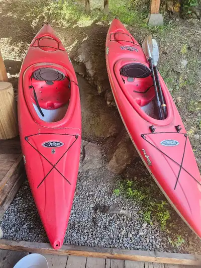 I'm selling two used Pelican kayaks, perfect for enjoying calm waters and leisurely paddles. They ar...
