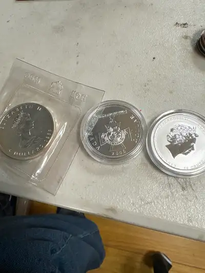 3 fine silver coins Canada and Australia, View more