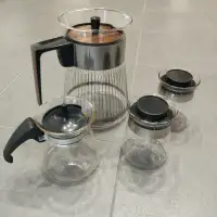 Vintage Pyrex Glass Coffee Pot Sugar Creamer Set MCM Atomic