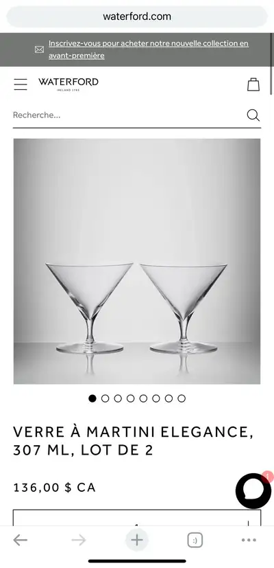 verres à martini Waterford , View more