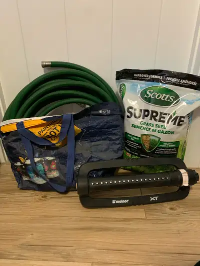 Get ready to spruce up your lawn with this new bag of grass seed and slightly used Melnor XT (which...