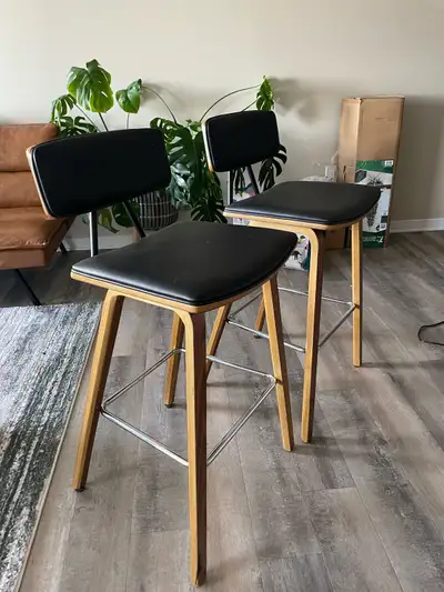 Set of 2 Swivel Counter Height Bar Stools with Backrest – $140, View more