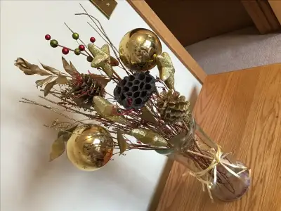 Artificial Flowers- Christmas Arrangement in Tall Vase , View more