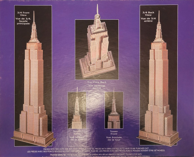 Vintage 3D Puzzle Empire State Building | Wrebbit Puzz3D, 1995 dans Jouets et jeux  à Ville de Montréal - Image 2
