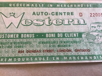 Wanted Wetern Tire Money & Canadian Tire Money Cash Paid