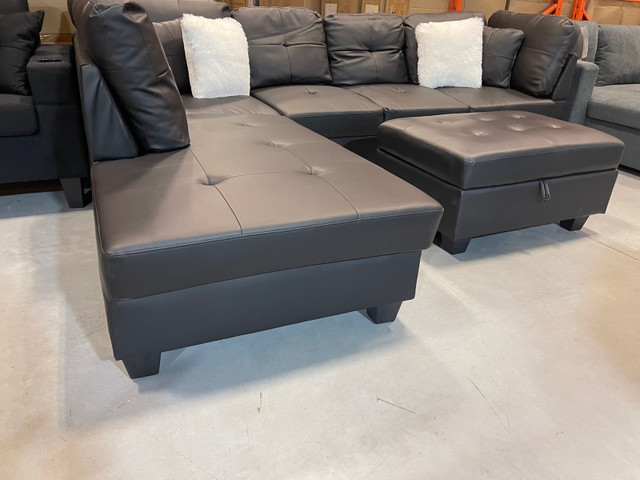 New faux leather sectional with storage it free shipping in gta in Couches & Futons in City of Toronto - Image 3