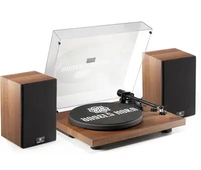 ANGELS HORN Vinyl Record Player, Hi-Fi System Bluetooth Turntable Players with Stereo Bookshelf Spea...