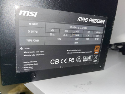 MSI MAG A650BN 650W Power Supply - 80+ Bronze - Like New - $60, View more