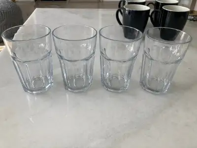 Set of 4 drinking glasses, $8 Molson beer glass $1 From a smoke-free / pet-free home. Pick up only....
