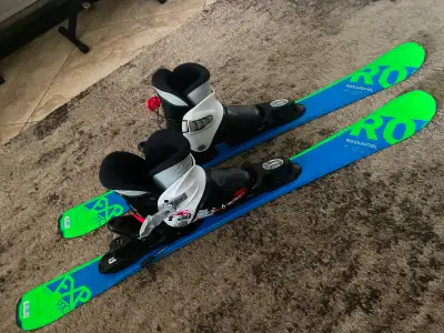 Kids skis package: skis, boots, bindings., View more