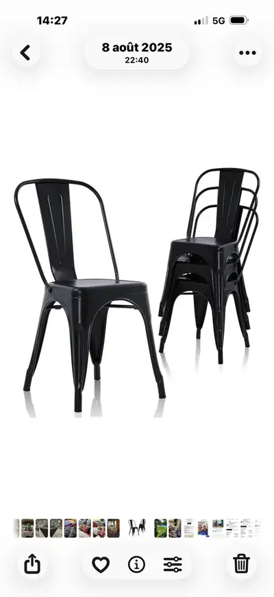 8 chaises en metal noir neuves, View more