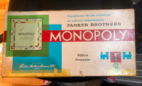 *RARE* 1961 Vintage MONOPOLY Éd. française AVEC PIONS EN BOIS