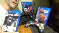 PS4 LIKE NEW 1TB WITH BOX 2 CONTROLLERS 1 CUSTOM and 3 A+ Games