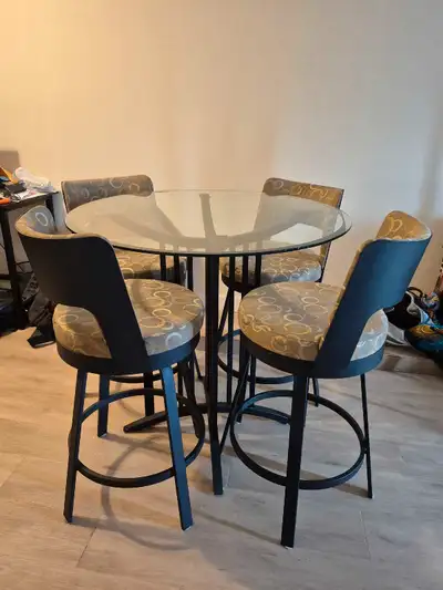 Bar style table and chairs, View more