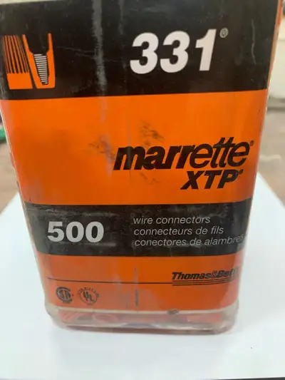 As shown in pictures, new, in original container. Over 325 wire connectors/marrettes. See pictures f...