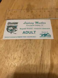 OJHL 1999-2000 Lindsay Muskies general admission game ticket