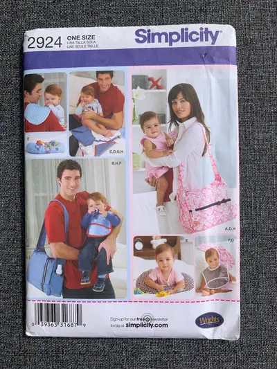 SIMPLICITY 2924 BABY DIAPER BAGS ACCESSORIES BIB PILLOW PATTERN, View more