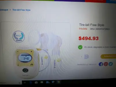Tire lait Medela automatique double 275.00$, View more