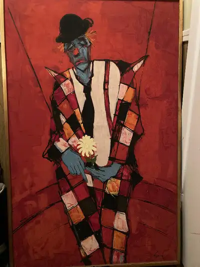 Clown à la fleur peinture Lignon, View more
