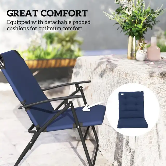 Set of 2 Outdoor Folding Chairs with Adjustable Backrest, Padded in Patio & Garden Furniture in Markham / York Region - Image 8