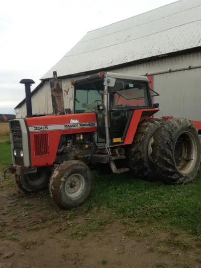 Tracteur Massey Ferguson 3505, 4250 heures, 110 hp, moteur Perkins, 3 sorties hydrauliques, PTO 540/...