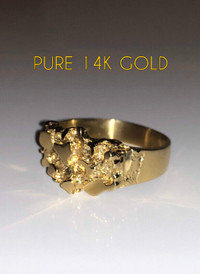 14K Solid Yellow Gold Nugget Diamond-Cut Ring • SIZE 8 ~ NEW