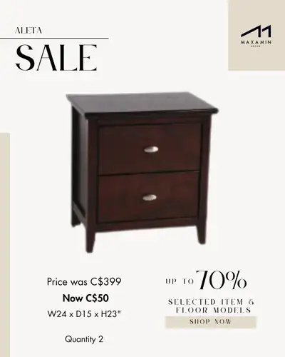 2-Drawer Wood Nightstand / End Table – Espresso Finish, View more