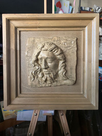 Beautiful hand carved Jesus relief.