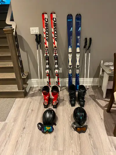 Female-boots Rosignol 154, skies Rosignol ROC 260, goggles Dragon, Helmet Giro Ember Male-boots B Te...