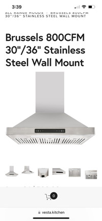 Brand New Vesta Wall Mounted kitchen Range hood for sale.