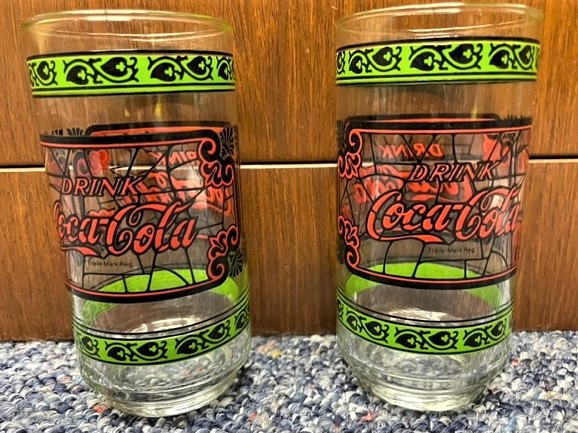 Vintage Coke Cola Stained Glass Drinking Glasses Unused in Arts & Collectibles in Winnipeg