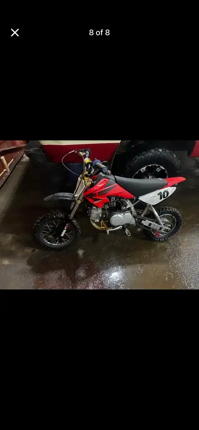 Selling my crf 50 that has upgraded forks Handle bar clamp seat pegs and front wheel The motor has b...