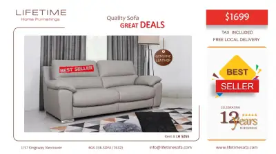 Genuine Top Grain Leather Sofa - $1,699