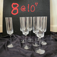 8 Crystal Champagne Flutes: Like new, used twice at most