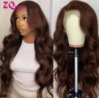Perruque Lace Front Wig Body Wave Naturelle Brun Chocolat, Cheve