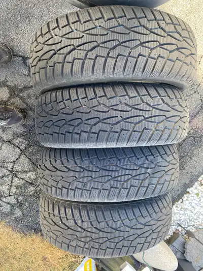 A set of 4 Uniroyal Winter Tires with tons of tread, I’ll evenly worn very lightly driven in near ne...