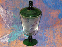 Vintage Green and Etched Candy Dish
