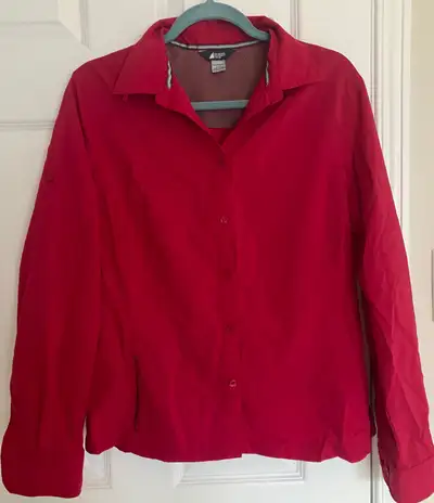 MEC ventilated pink button up hiking long sleeve, View more