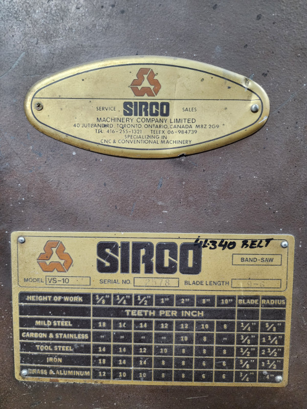 Sirco Vertical Bandsaw in Other Business & Industrial in Markham / York Region - Image 2