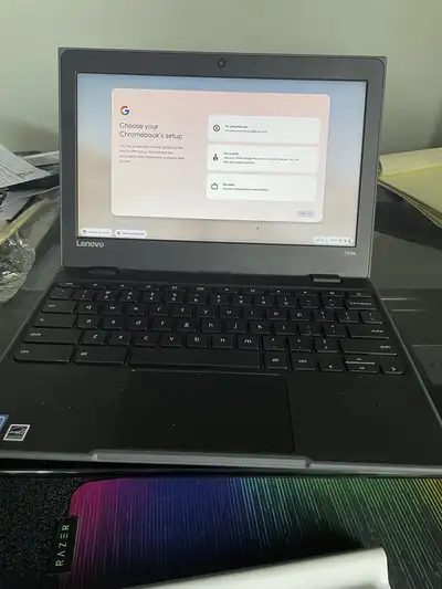 Lenovo 100e Chromebook laptop computer. Chromebooks operate using the Chrome Operating System (not W...