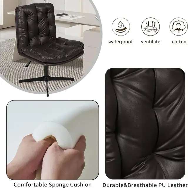 High Back Comfy Cross Legged Office Chair No Wheels Armless in Chairs & Recliners in Markham / York Region - Image 9