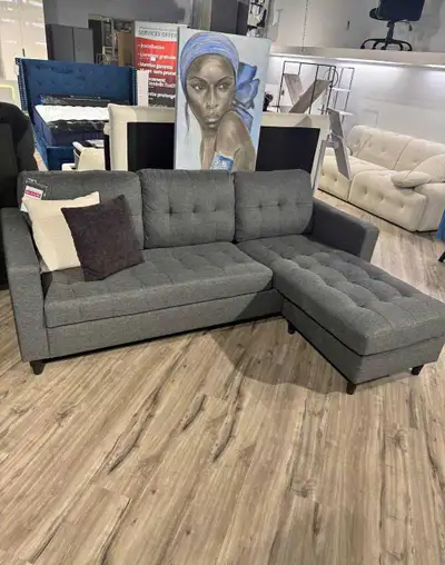 Grey sectional sofa / Sofa sectionnel gris, View more