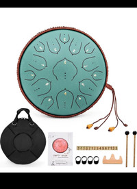 ITHWIU 14 Inch Steel Tongue Drum 15 Notes Hand Drum Percussion I