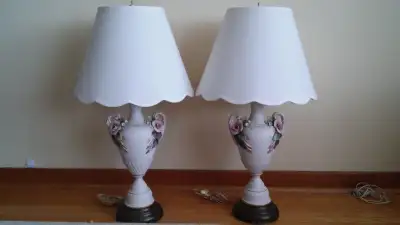 Antique Italian porcelain table lamps., View more