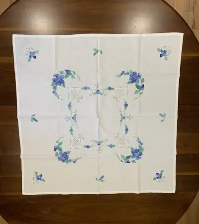 Handmade Appliqué, Embroidered and Lace Tablecloth, View more