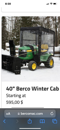 Lawn tractor cab by Berco universal 40”