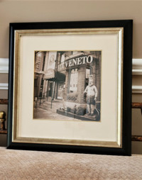 Framed Photograph Print of Sculpture Outside Italian Restaurant