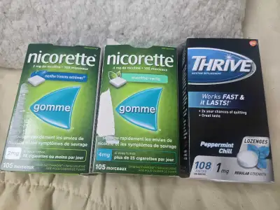 Nicotine quiet smoking lozenges and 2 packs of gum, View more
