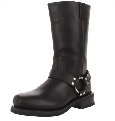 Bates Men's Motorcycle riding boots. Black leather, Waterproof with side zipper as shown. 11" strap....